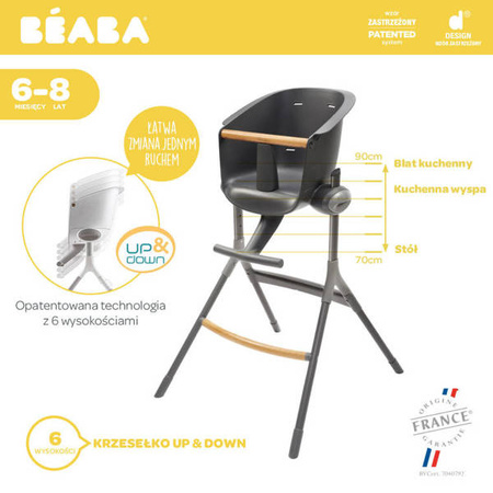Beaba Krzesełko do karmienia Up&Down rosnące 6 msc. - 8 lat Dark grey