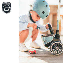 SCOOTANDRIDE Highwaykick 2 Lifestyle Hulajnoga trójkołowa balansowa ze schowkiem, świecącymi kółkami i odblaskową kierownicą 2+ Reflective Steel