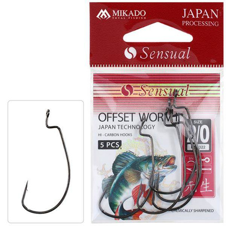 HACZYK SENSUAL - OFFSET WORM II Nr 2/0 BN - torebka 5szt. MIKADO HS2322-2/0BN