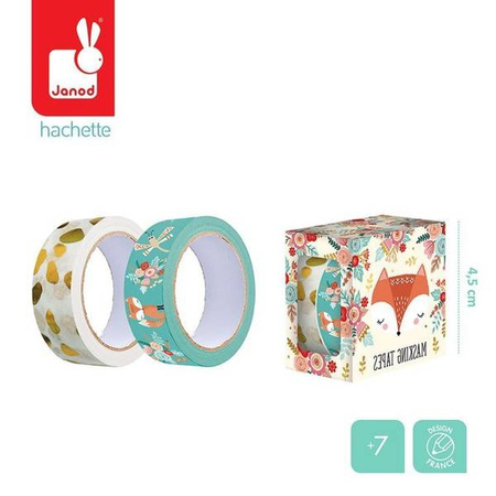 Zestaw 2 samoprzylepnych taśm dekoracyjnych Lisek + Jednorożec  7+, opakowanie zbiorcze 12 sztuk (6 szt. + 6 szt.), Janod