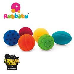 Rubbabu Zestaw 6 sensorycznych piłek sportowych (opakowanie zbiorcze 6 szt.)