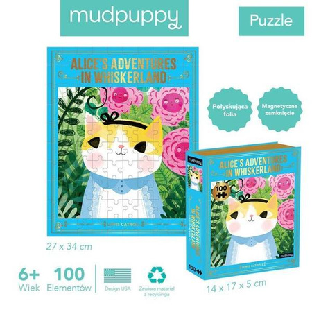 Mudpuppy Puzzle - książka "Alicja w Krainie Wąsów" Kotopowieści 100 elementów 6+