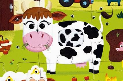 Puzzle sensoryczne 20 elementów Farma, Janod