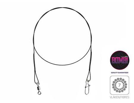 Przypon tytanowy 1x7 BOMB!  z krętlikiem i agrafką 2szt/30cm/9kg Delphin (917400930)