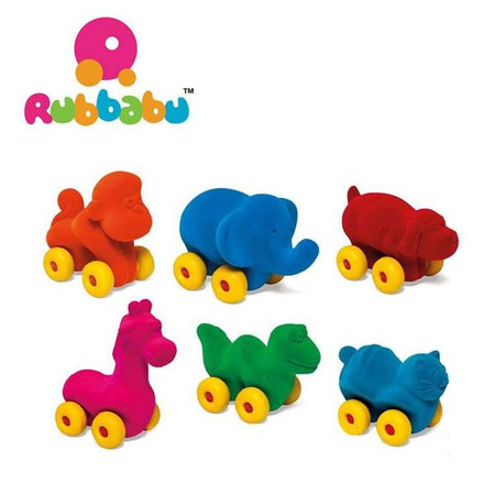 Rubbabu Zestaw 6 sensorycznych zwierzątek - pojazdów (opakowanie zbiorcze 6 szt.)