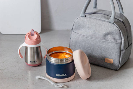 Beaba Pojemnik - termos obiadowy ze stali nierdzewnej z hermetycznym zamknięciem duży 500 ml light pink/night blue