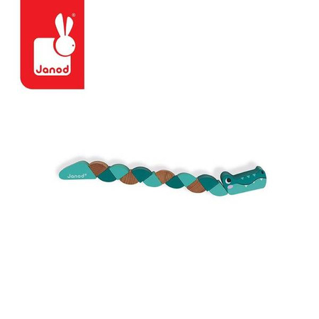Drewniana elastyczna układanka Wąż + Krokodyl Pocket 2+, opakowanie zbiorcze 12 sztuk (3 rodzaje), Janod