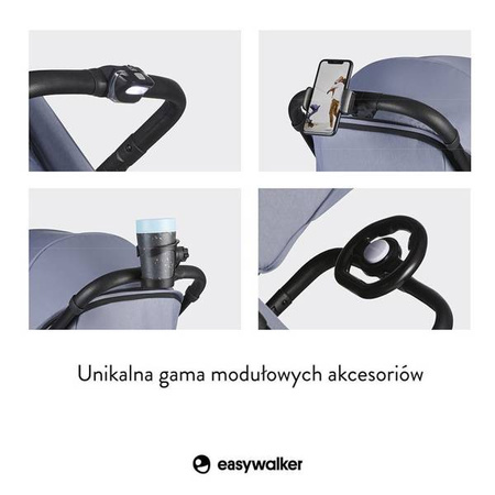 Easywalker Jackey Kompaktowy, samoskładający się wózek spacerowy z torbą transportową Steel Grey