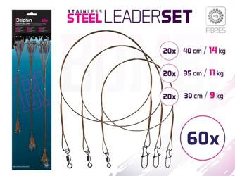 Zestaw przyponów ze stali nierdzewnej BOMB! Z krętl. i agraf. / 49 włókien 60x /30,35,40cm/9,11,14kg Delphin (101002076)