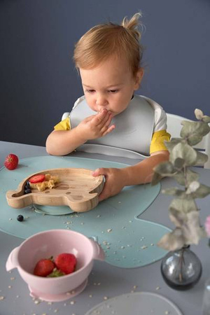 Lassig Silikonowa mata podkładka Little Chums Mysz niebieska