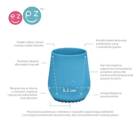 EZPZ Komplet pierwszych naczyń silikonowych First Foods Set niebieski