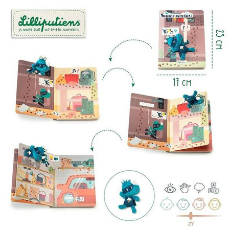 LILLIPUTIENS Książeczka przygodowa z mini-przytulanką kartonowa „Marius superbohater” 2 l+