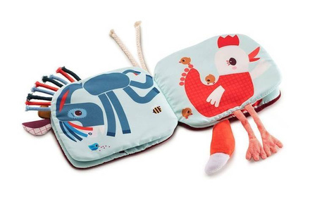 LILLIPUTIENS Książeczka aktywizująca "Kto się kryje za Rosalie?" Krówka Rosalie 9 m+