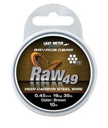 Linka stalowa Savage Gear Raw49 0.45mm 16kg 35lb Uncoated Brown 10m (54893)