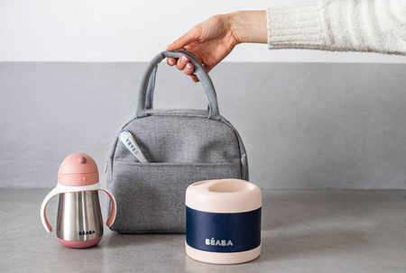 BEABA Bidon termiczny termobutelka ze słomką 250 ml Old Pink