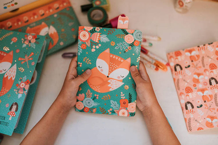 Zestaw 2 miękkich notesów Lisek + Jednorożec 7+, opakowanie zbiorcze 8 sztuk (4 szt. + 4 szt.), Janod