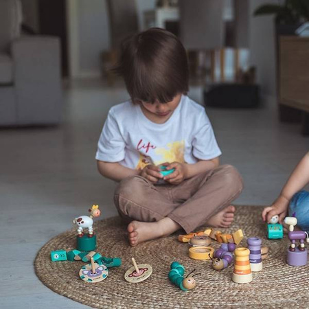 Drewniana elastyczna układanka Wąż + Krokodyl Pocket 2+, opakowanie zbiorcze 12 sztuk (3 rodzaje), Janod