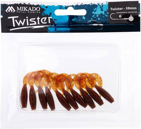 PRZYNĘTA - TWISTER 38mm/ MOTOROIL RED - op.10szt.