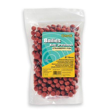Kulki proteinowe Carpex - Strawberry-Fish, 15mm, 750g Carpex 64-CB-150-STF