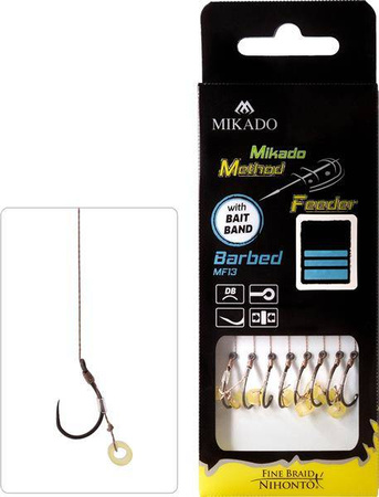 PRZYPON METHOD FEEDER Z GUMKĄ - hak bez zadziora nr 6 / plecionka: 0.16mm/10cm - op.8szt. MIKADO