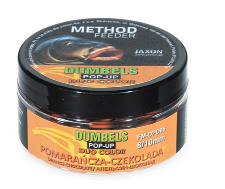 DUMBELS DUO COLOR POP-UP METHOD FEEDER 8/10MM POMARAŃCZA/CZEKOLADA 30G JAXON FM-DPD06