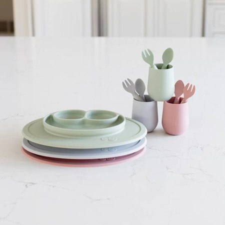 EZPZ Komplet silikonowych sztućców Mini Utensils pastelowa zieleń