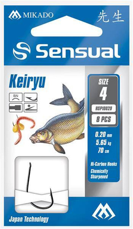 PRZYPONY WIĄZANE - SENSUAL - KEIRYU nr 12 BN / żyłka: 0.12mm/70cm - op.8szt. MIKADO HP10029-12B-12