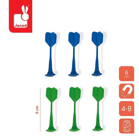Zestaw rzutek magnetycznych 6 sztuk (zielone i niebieskie), Janod