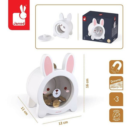 Drewniana skarbonka Królik, Janod 