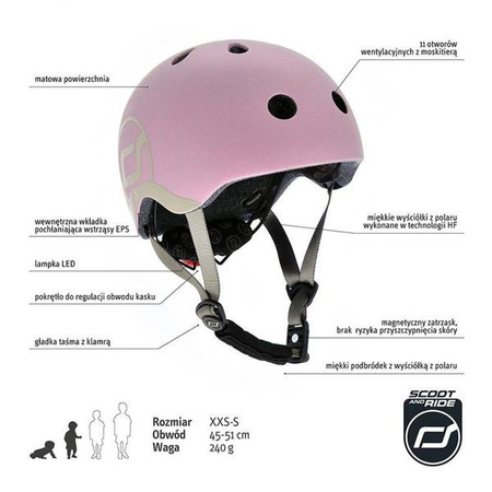 SCOOTANDRIDE Kask XXS-S dla dzieci 1-5 lat Rose