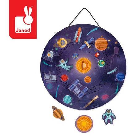 Układanka drewniana magnetyczna z 20 magnesami Układ słoneczny, Janod