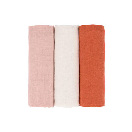 Lassig Muślinowy otulacz-kocyk 85x85cm Zestaw 3 szt. powder pink/milky/rust
