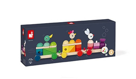 Pociąg z klockami i zwierzątkami do ciągnięcia, JANOD