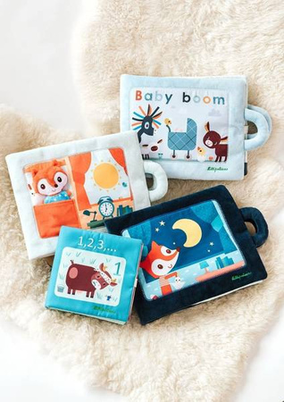 LILLIPUTIENS Miękka książeczka aktywizująca z mini - przytulanką „Dzień dobry, mały lisku” 18 m+