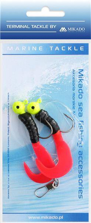 ZESTAW MORSKI - PILK TWIST JIGHEAD RIG 5.5 cm - 2x6 g (BLACK/RED) MIKADO LS-A005-2X6Y-04