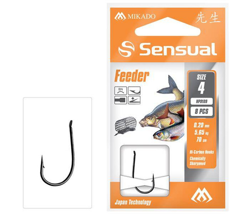 PRZYPONY WIĄZANE - SENSUAL - FEEDER 9109 nr 10 BN / żyłka: 0.14mm/70cm - op.8szt. MIKADO HP9109-10B-014