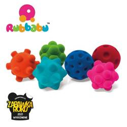 Rubbabu Zestaw 6 sensorycznych piłek z mocną fakturą (opakowanie zbiorcze 6 szt.)