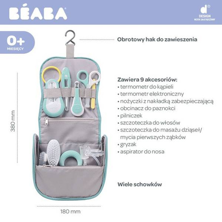 Beaba Kosmetyczka z 9 akcesoriami do pielęgnacji niemowląt mint