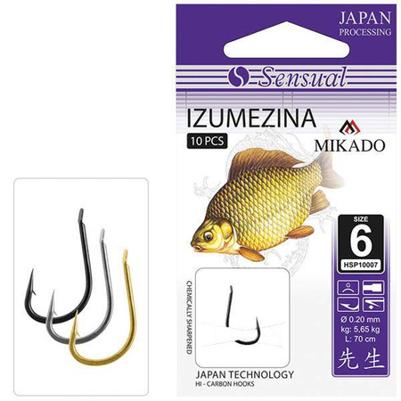 HACZYK SENSUAL - IZUMEZINA ZŁOTY Nr 10 G / 0.16mm / 70cm - torebka 10szt. MIKADO HSP10007-10G016