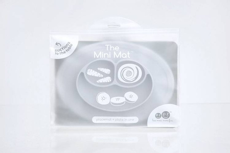 EZPZ Silikonowy talerzyk z podkładką mały 2w1 Mini Mat pastelowa szarość