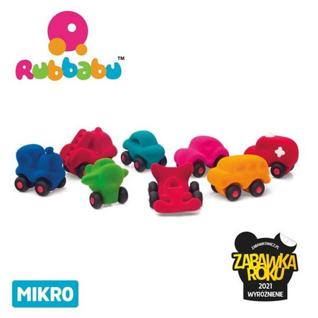 Rubbabu Zestaw 8 sensorycznych mikro - pojazdów (opakowanie zbiorcze 8 szt.)