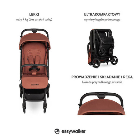 Easywalker Miley² Kompaktowy wózek spacerowy z torbą transportową Sunset Red