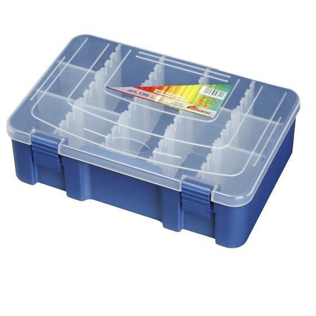 Pudełko z reg.15 przegródkami, 27,6x18,8x7,5cm, przezr./nieb. Panaro 74-Y-196