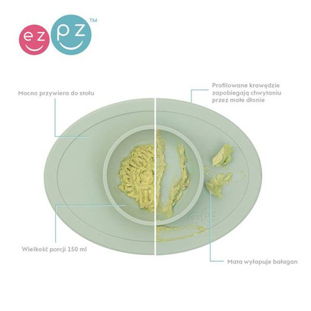 EZPZ Komplet pierwszych naczyń silikonowych First Foods Set pastelowa zieleń