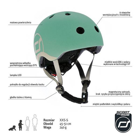 SCOOTANDRIDE Kask XXS-S dla dzieci 1-5 lat Forest