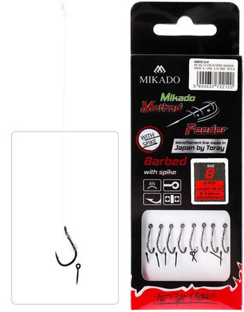 HACZYK DO METODY 10 cm Z IGŁĄ - haczyk z zadziorem: 10 / żyłka: 0.23 mm - op.8szt MIKADO