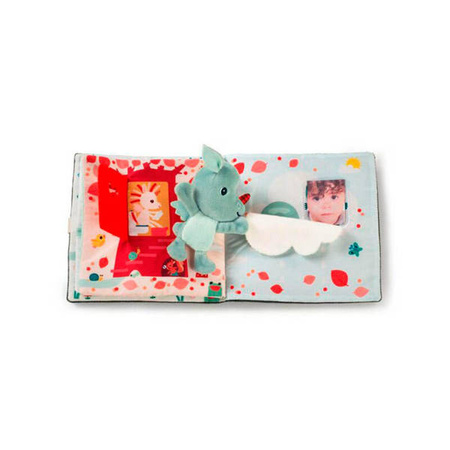 LILLIPUTIENS Książeczka z mini-przytulanką wielofunkcyjna "Puk puk" Smok Joe 18 m+