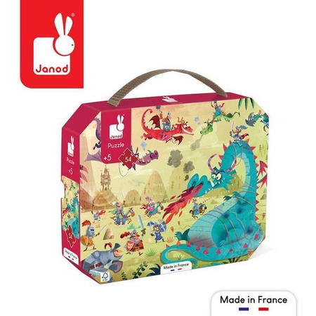 Puzzle w walizce Smoki 54 elementy 5+ Made in France, Janod