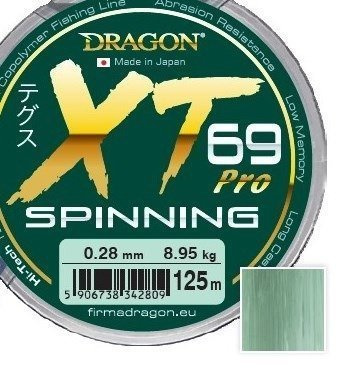 Żyłka XT69 PRO SPINNING / Made In Japan 125 m 0.18 mm/4.60 kg szarozielona DRAGON PDF-33-32-018