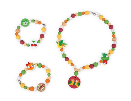 Zestaw do tworzenia biżuterii Drewniane koraliki Papużki nierozłączki, Janod